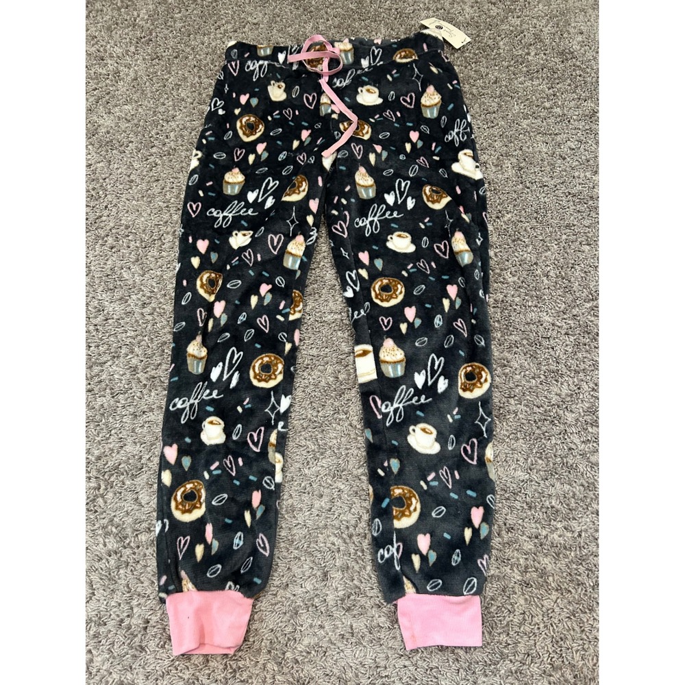Secret Treasures Coffee‎ Donut Pajama Joggers  Fleece Pink Grey Small 4-6 NWT